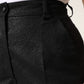 Black Polyester Casual High Waist Mini Shorts