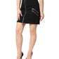 Black Polyester Zipper High Waist Mini Skirt