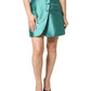 Green Polyester Button High Waist Mini Skirt