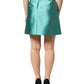 Green Polyester Button High Waist Mini Skirt