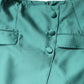 Green Polyester Button High Waist Mini Skirt