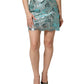 Blue Floral Brocade High Waist Mini Skirt