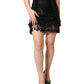 Black Nylon Embellished Lace Mini Skirt