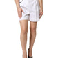 White Cotton High Waist Bermuda Mini Shorts