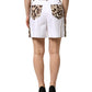 White Cotton High Waist Bermuda Mini Shorts