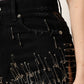 Black Pins Cotton Denim Hot Pants Shorts