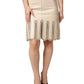 Beige Leather Studs Mid Waist Mini Skirt