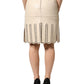 Beige Leather Studs Mid Waist Mini Skirt