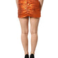 Metallic Orange Viscose High Waist Mini Skirt