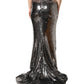 Metallic Gray Sequin High Waist Mermaid Skirt