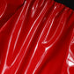 Glossy Red Polyester High Waist Midi Skirt