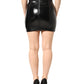 Black Nylon Eyelet Detail Coated Mini Skirt