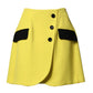 Yellow Wool Buttoned High Waist Mini Skirt