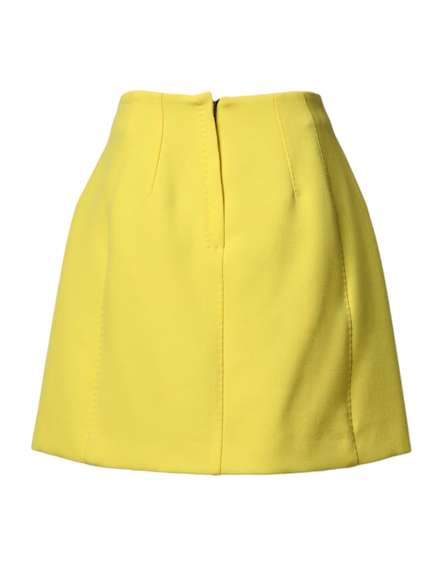 Yellow Wool Buttoned High Waist Mini Skirt