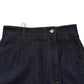 Dark Blue Cotton A-line Denim Midi Skirt