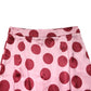 Pink Polka Dot Silk Pencil Cut Midi Skirt