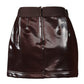 Dark Brown Cotton Fitted High Waist Mini Skirt