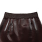Dark Brown Cotton Fitted High Waist Mini Skirt