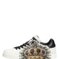 White Black Crown Low Top Sneakers Men  Shoes