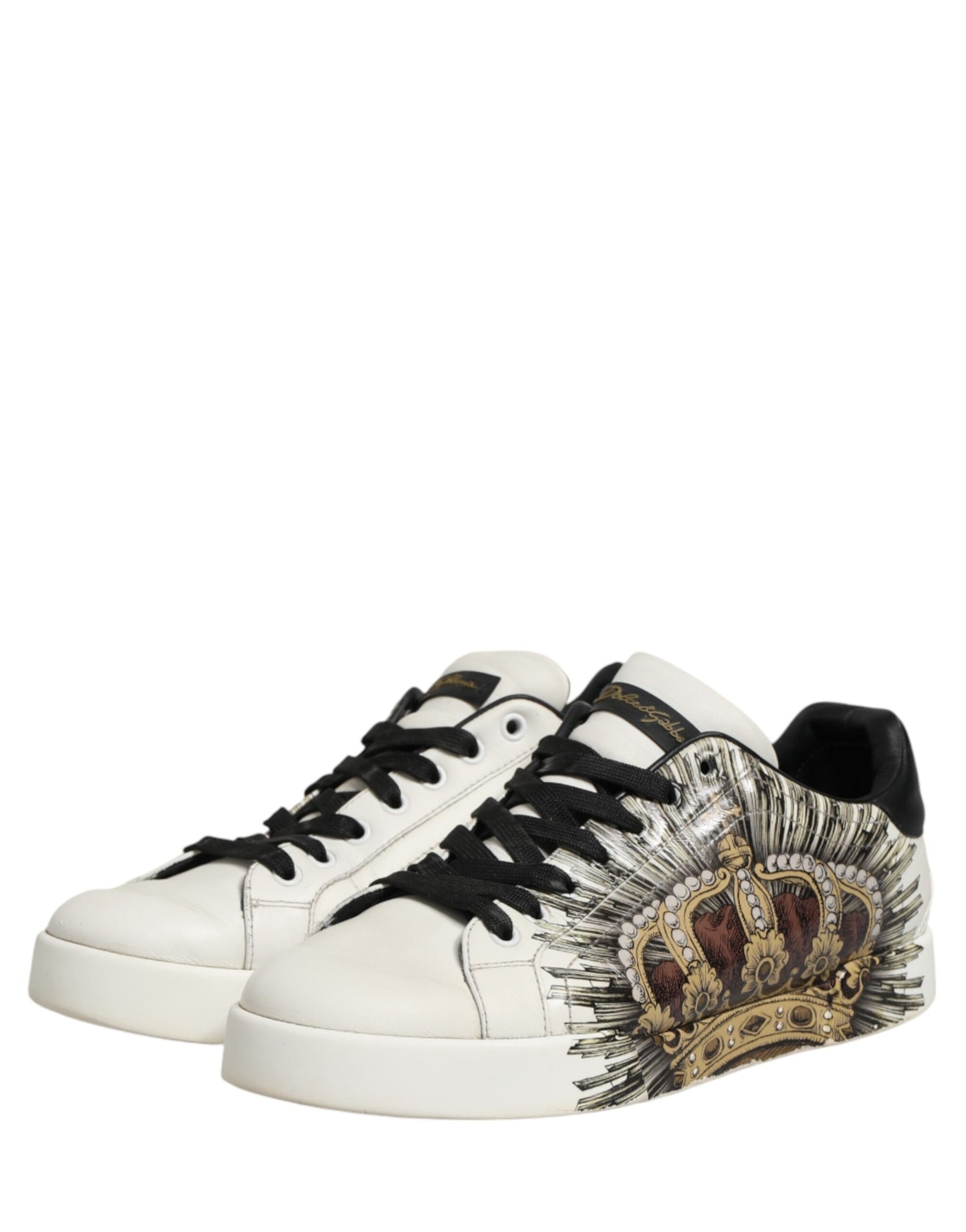 White Black Crown Low Top Sneakers Men  Shoes