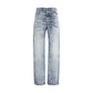Blue Cotton Straight-Leg Jeans