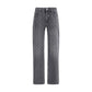 Gray Cotton Straight-Leg Jeans