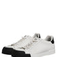 Black White Leather Low Top Sneakers Shoes