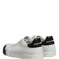 Black White Leather Low Top Sneakers Shoes
