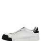 Black White Leather Low Top Sneakers Shoes
