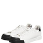 Black White Leather Low Top Sneakers Shoes