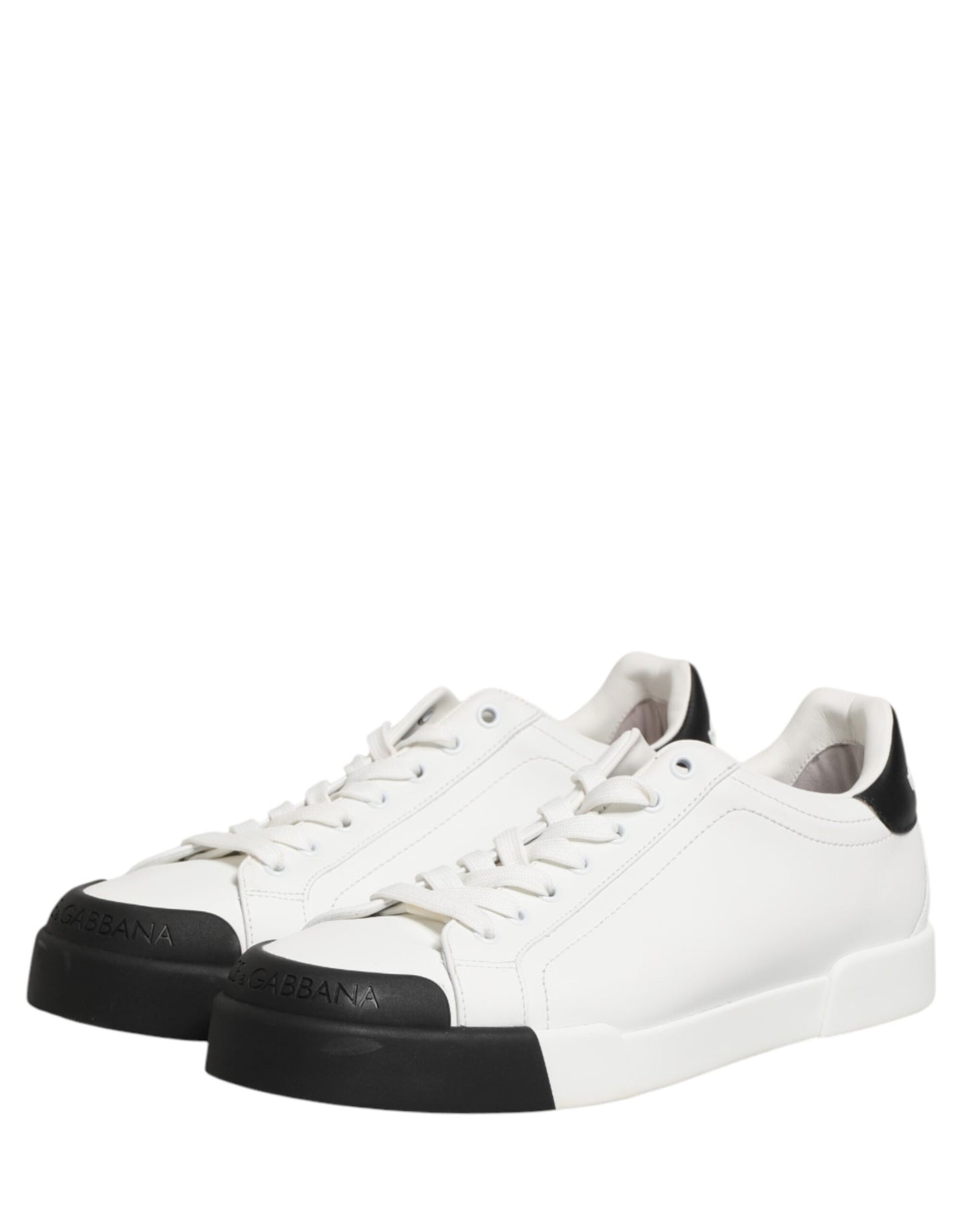 Black White Leather Low Top Sneakers Shoes