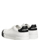Black White Leather Low Top Sneakers Shoes