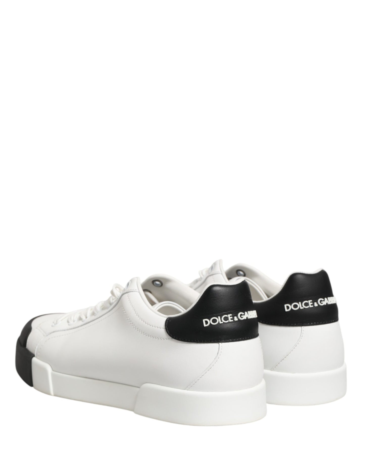 Black White Leather Low Top Sneakers Shoes