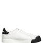 Black White Leather Low Top Sneakers Shoes