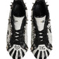 Black White Studded Low Top Sneakers Shoes