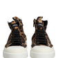 Brown Leopard Cotton High Top Sneakers  Shoes