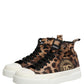 Brown Leopard Cotton High Top Sneakers  Shoes