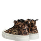 Brown Leopard Cotton High Top Sneakers  Shoes