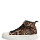 Brown Leopard Cotton High Top Sneakers  Shoes