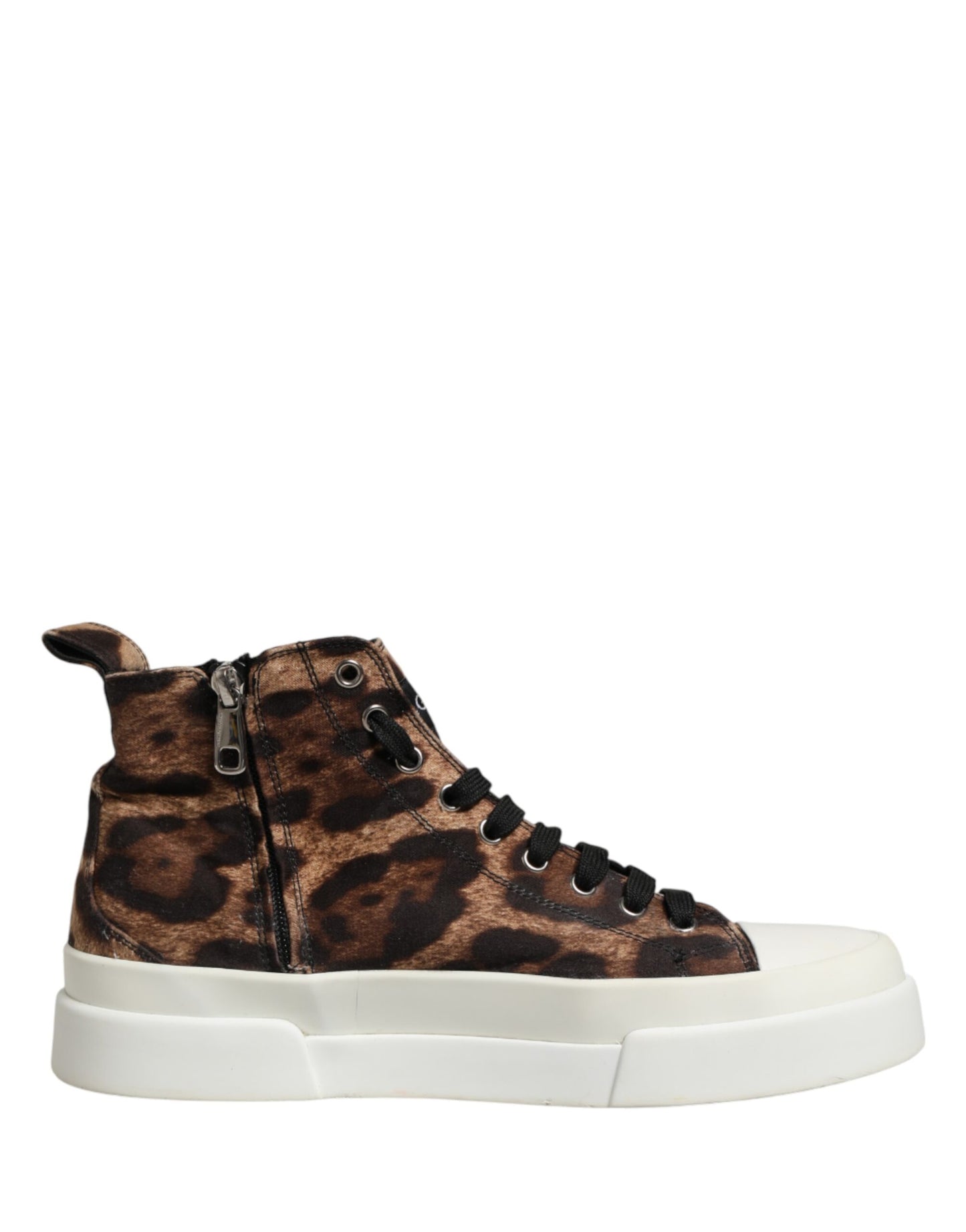 Brown Leopard Cotton High Top Sneakers  Shoes