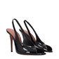Black Leather Stiletto Heel Sandals