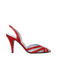 Red Leather Stiletto Heel Sandals