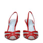 Red Leather Stiletto Heel Sandals