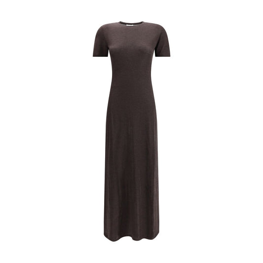 Brown Fleece Wool Long Dress