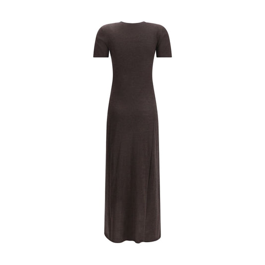 Brown Fleece Wool Long Dress