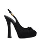 Black Satin High Heel Pumps