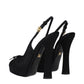 Black Satin High Heel Pumps