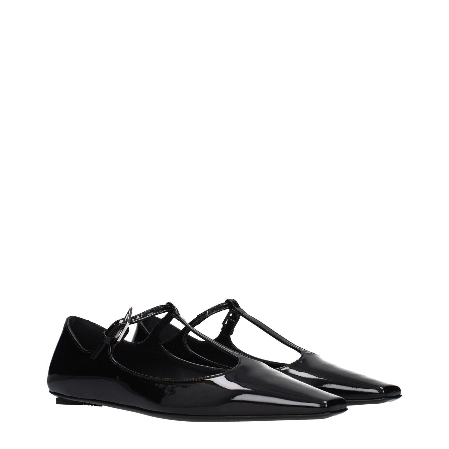 Black Leather Ballet Flats