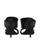 Black Leather Stiletto Heel Sandals