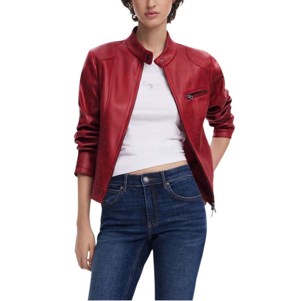 Red Polyester Bomber